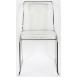 'CALLIGARIS IRONY', ITALIAN MID CENTURY, LUCITE CHAIRchrome frame, Lucite seat and back rest.