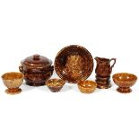 BENNINGTON POTTERY TABLEWARE, 8 PIECES, H 2 1/2"-7"Includes 1 covered serving dish, H.7" x 7 1/2", 1