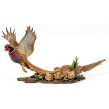 GUNTHER GRANGET, BY HUTSCHENREUTHER LIMITED EDITION, PORCELAIN FIGURINE, PHEASANT & FAMILY, #19/250,