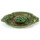 WELLER COPPERTONE POTTERY FROG POND, 2 PIECES, H 3 1/2', W 10 1/2'', L 15 1/2''Includes a pottery