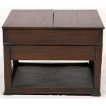 CHINESE LETTER BOX, H 11 1/2", W 15", D 9 3/4"A raised box, having two separate panel lids and a