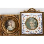 WATERCOLOR MINIATURE PORTRAIT, PLUS ONE OTHER 2 PIECES, H 5 1/2"-7"Includes a miniature watercolor