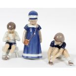 BING AND GRONDAHL PORCELAIN FIGURES, 3 PCS., H 4"- 7"Including numbers 1713, 2317, and 1574. Made in