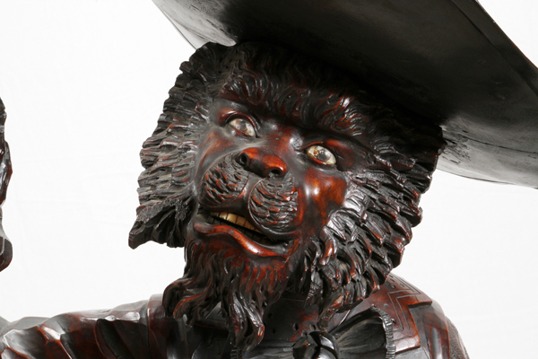 BLACK FOREST CARVED WALNUT SCULPTURE, H 72", W 27"In the form of a chimpanzee resting atop a - Image 3 of 6