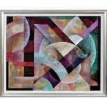 RICHARD HALL (B.1952), MIXED MEDIA, H 43", W 34", ABSTRACTSigned and framed. Measures H.49 1/2" x 40