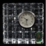 WATERFORD CRYSTAL DESK CLOCK, H 3"Having a quartz clock.Good condition. Working condition of the