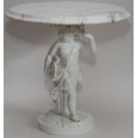 MINTON POTTERY AND MARBLE ASSEMBLED STAND, H 15 1/2", DIA 16"A white pottery stand, having a round