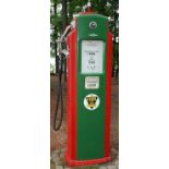 BENNETT GAS PUMP, MODEL 391, H 80'', W 20'', D 16''.Bennett gas pump, painted green and red,
