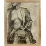 SIGNED PENCIL ON PAPER, 1954, H 24'', W 18'', SEATED FEMALE NUDE.Stamped top left corner. Signed