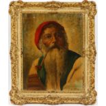 ENRICO DE LUISE, OIL ON CANVAS H 14" W 10" CHARACTER PORTRAITSigned. Italian 1840 - 1915. Oil on