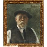 ALEXANDRE DENONNE, OIL ON CANVAS, MAN WEARING VEST, H 24", W 20"Alexandre Denonne [Belgian, 1879-