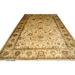 OUSHAK, HAND WOVEN, WOOL CARPET, C2005, W 12', L 18'having a beige ground, five borders, with