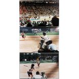 UNIVERSITY OF MICHIGAN SOFTBALL AND BASKETBALL 'FAB 5', 3 PCS., COLOR PHOTOGRAPHS,1995One framed