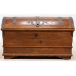 CONTINENTAL DOME-TOP PINE CHEST, 19TH C., H 31", W 24", L 4'wrought iron handles and fittings- For