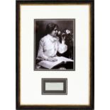 HELLEN KELLER CUT AUTOGRAPH AND BLACK AND WHITE PHOTOGRAPH, H 14", W 8"Includes a cut autograph in