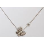 2.08CT DIAMOND AND 18KT WHITE GOLD BUTTERFLY NECKLACE, L 18"An 18kt white gold fitted butterfly