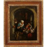 AFTER GERRIT DOU (DUTCH), OIL ON WOOD PANEL, 19TH C., H 18" W 14"Unsigned; later frame. Fish and