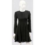 BILL BLASS BLACK CHIFFON COCKTAIL DRESS, SIZE 6Black chiffon dress with a lightly ruffled hem.