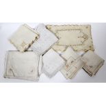 TABLECLOTH & NAPKIN GROUPING, 32 PIECESFour napkins having openwork, 13" x 13", with matching