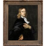 OLD MASTER ENGLISH PORTRAIT OF GENTLEMAN, H 34", W 28"Formal portrait of blond hair dashing