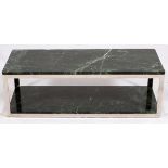 MID-CENTURY MODERN CHROME AND MARBLE COFFEE TABLE, H 15", L 47", D 19"Having a chrome frame with