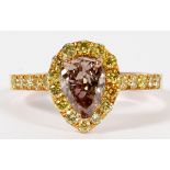 1.04CT PEAR DIAMOND AND 18KT ROSE GOLD RING, GIA, SIZE 6.75A 1.04ct natural fancy pinkish brown pear