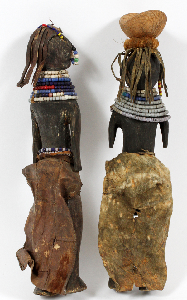 AFRICAN CARVED WOOD FIGURES, 2 PIECES, H 15"Including two carved wood figures, each is decorated - Image 2 of 2