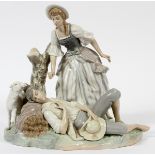 LLADRO PORCELAIN FIGURE GROUP, W 11 3/4", "REST IN THE COUNTRY" #4760The porcelain figure group "