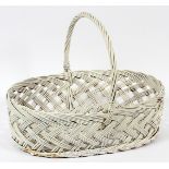 ANTIQUE WHITE WICKER BASKETS, TWO,Antique, white wicker baskets, two, with hoop handles. Formerly of