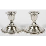 FISHER STERLING CANDLESTICKS, PAIR H 4"Weighted. #329.Few minor dings. Jw- For High Resolution