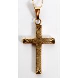 14KT YELLOW GOLD CROSS NECKLACE, TW. 1.2GR. L 21.5''Cross pendant H. 1'' X W. 0.5'' , weight 0.6 gr.