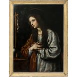 OLD MASTER, MARY MAGDALENE, OIL ON CANVAS, LAID ON BOARD, 17TH C., H 40", W 30",17th C.