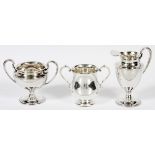 AMERICAN STERLING SILVER CREAMER AND SUGAR BOWLS, 3 PIECES, H 4"-4 1/2"Including 1 creamer, H.4 1/