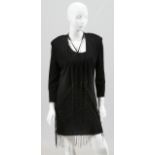 AMY MICHELSON FOR HOLLY HARP BLACK RAYON DRESS AND JACKET, SIZE SMALL & MEDIUMA black beaded