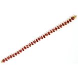 RUBY AND GOLD BRACELET TW.14 GRAMS W 0.25'' L 6 3/8''84 rubies marquise and round , TW.14