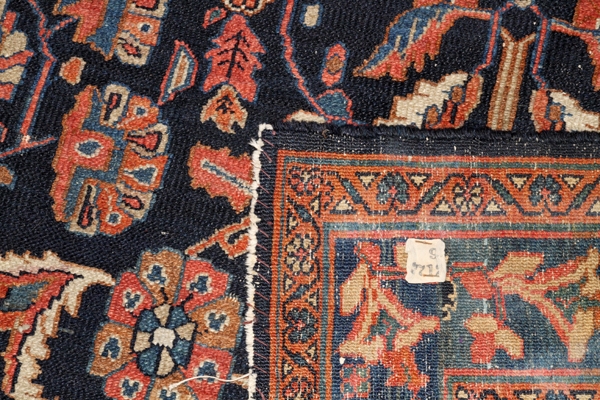 SEMI-ANTIQUE PERSIAN WOOL RUG, C. 1920-1950, W 4' 5", L 6' 8"Navy blue ground with a semi- - Image 2 of 2