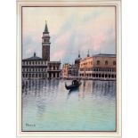 ITALIAN WATERCOLOR ON PAPER, C. 1925, H 16", W 12", VENICE, NOT FRAMEDIllegibly signed lower left,