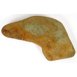 OHIO CARVED STONE DUCK HEAD EFFIGY, H 4 3/4", W 7 1/4"With stylized beak and eye details; notched