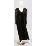JUDITH ANN BLACK SEQUIN AND BEADED DRESS, SIZE 2XFull length black rayon beaded evening dress.
