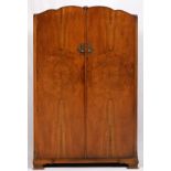 BRIGHTON DISTINGUISHED FURNITURE, ENGLISH, ART DECO WALNUT ARMOIRE, C1930, H 76", W 49", D 21"Having