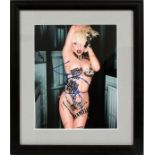 LADY GAGA, AUTOGRAPHED COLOR PHOTOGRAPH, H 10", W 8"Lady Gaga autographed satin finished nude