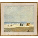 ALEXANDRE DENONNE (BELGIAN, 1879-1953), OIL ON CANVAS, H 24", W 27 1/2", BEACH SCENESigned. French