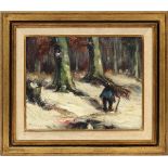 F. JORWITZ, OIL ON CANVAS, WINTER SCENE H 15", W 16"Signed lower left, gilt wood frame.Appears in