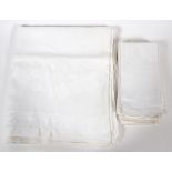 WHITE LINEN NAPKINS & MATCHING TABLECLOTH, 13Twelve napkins, 21" x 21", and matching tablecloth.-