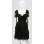 OSCAR DE LA RENTA BLACK LACE COCKTAIL DRESS, SIZE 8Black lace and taffeta evening dress, with a
