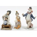 LLADRO PORCELAIN FIGURES, 3 PIECES, H 7 1/2"-9 1/2", "FOR A SMILE", "MISS VALENCIA", & "JAPANESE