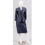 DANA BUCHMAN BLUE SILK SKIRT SUIT, SIZE 10Royal blue silk jacket and matching skirt. Labeled: Dana