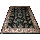 KARABAUGH, PERSIAN, HAND WOVEN WOOL CARPET, W 8' 10", L 12' 3"having seven borders, forest green