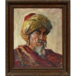 OIL PORTRAIT C. 1930 H 19" W 16" ARABNot signed. Arab head wearing turban, circa 1930. Frame size is