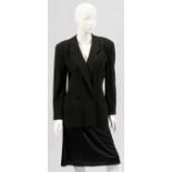 GIORGIO ARMANI BLACK WOOL JACKET, SIZE 42Black tuxedo style wool jacket, two button closure.